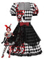 [Vorverkauf] Rot & Schwarz 1980er Halloween Plaid Pokerkarte Kleid