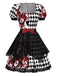 [Vorverkauf] Rot & Schwarz 1980er Halloween Plaid Pokerkarte Kleid