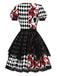 [Vorverkauf] Rot & Schwarz 1980er Halloween Plaid Pokerkarte Kleid