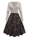[Vorverkauf] Beige 1950er Twisted Stricken Weihnachten Elch Swing Kleid