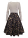 [Vorverkauf] Beige 1950er Twisted Stricken Weihnachten Elch Swing Kleid