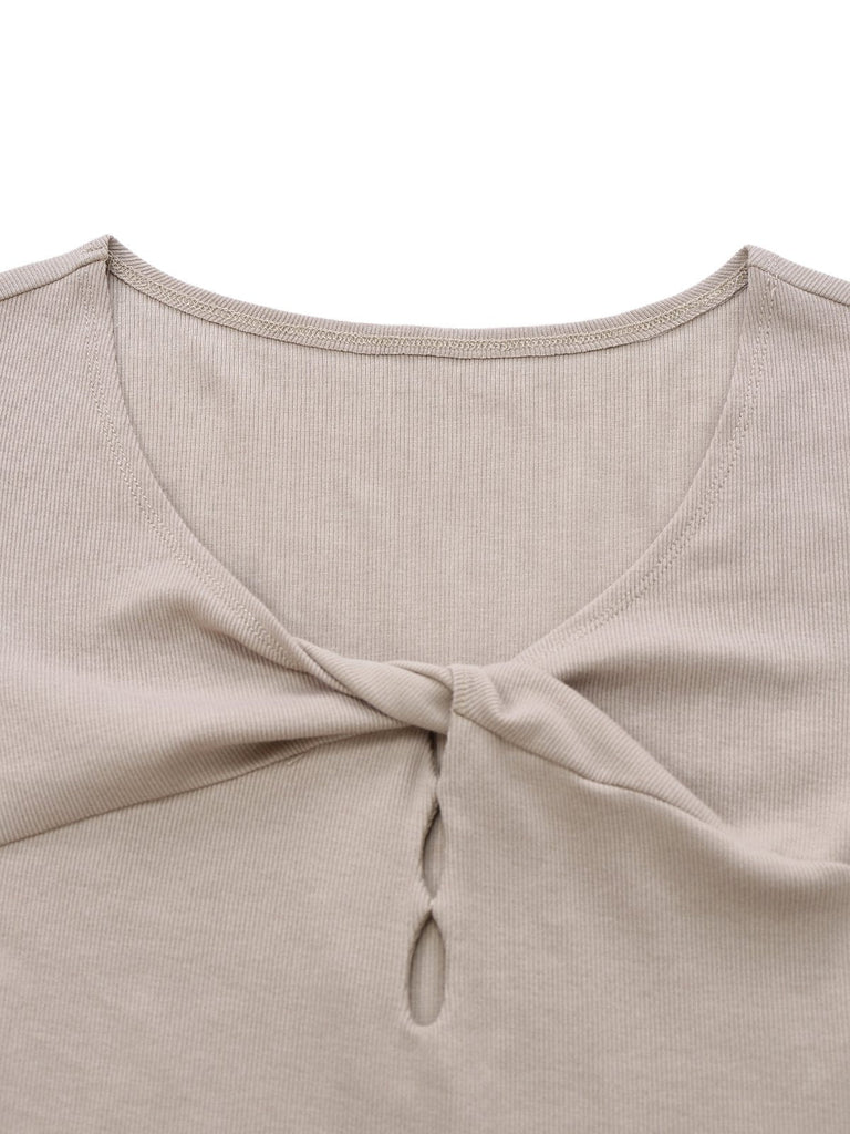 [Vorverkauf] Beige 1950er Twisted Stricken Weihnachten Elch Swing Kleid
