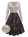 [Vorverkauf] Beige 1950er Twisted Stricken Weihnachten Elch Swing Kleid