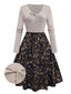 [Vorverkauf] Beige 1950er Twisted Stricken Weihnachten Elch Swing Kleid