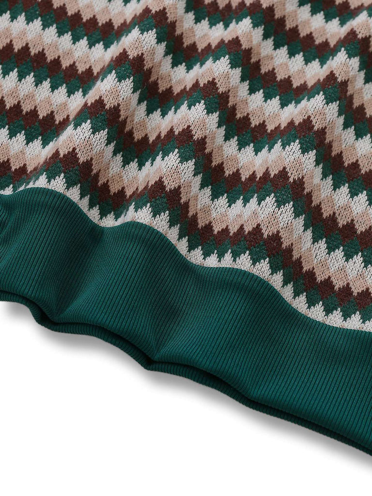 [Vorverkauf] Grün 1960er Fake 2PCS Stricken Weste Bluse