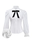 [Vorverkauf] Weiß 1960er Puffärmel Bogen Tie Bluse