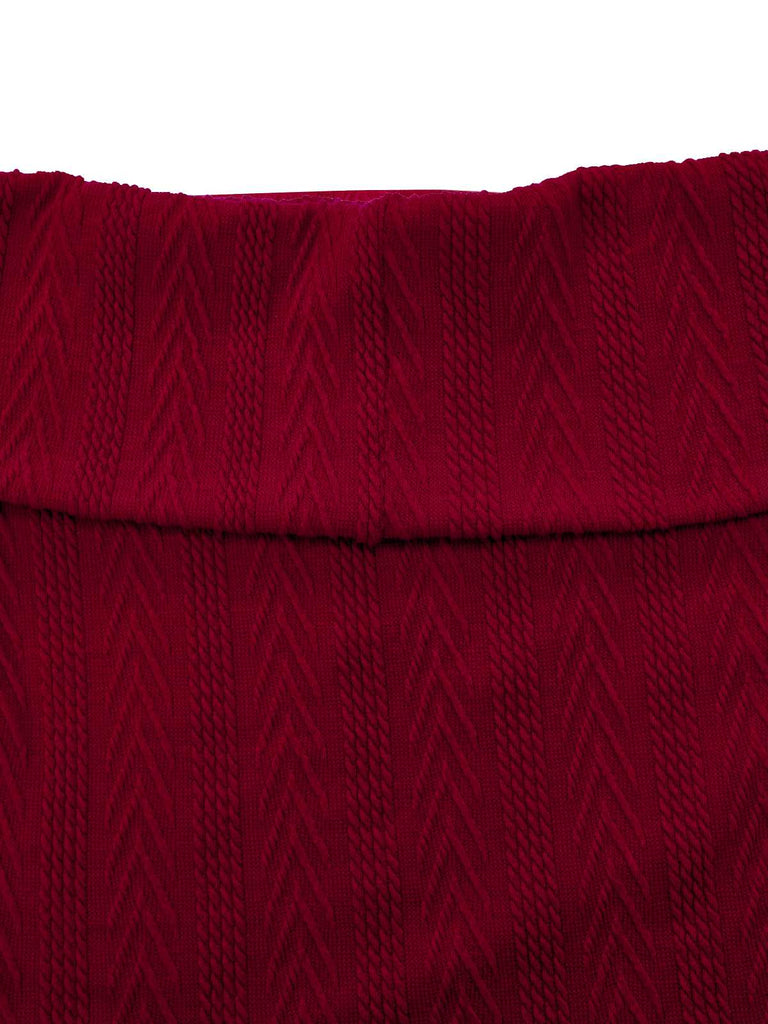 [Vorverkauf] 2PCS 1950er Schulterfrei Stricken Pullover & Bogen Rock