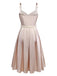 [Vorverkauf] Sekt 1950er Perlglanz Satin Taille Plissiertes Kleid