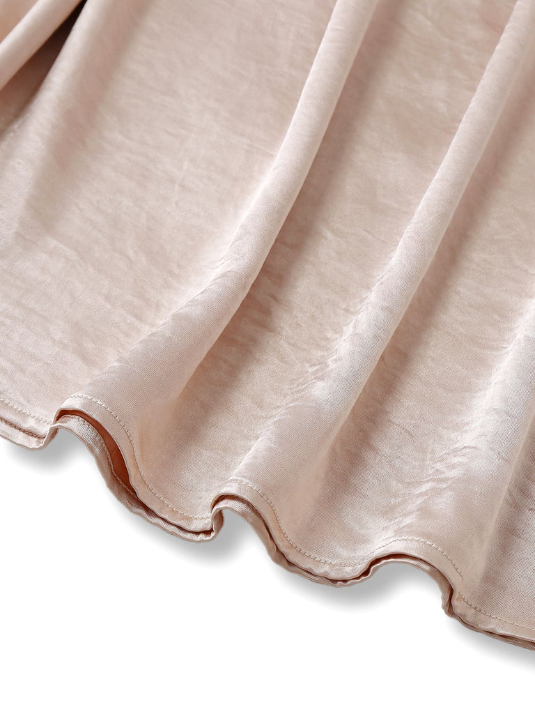 [Vorverkauf] Sekt 1950er Perlglanz Satin Taille Plissiertes Kleid