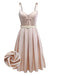 [Vorverkauf] Sekt 1950er Perlglanz Satin Taille Plissiertes Kleid