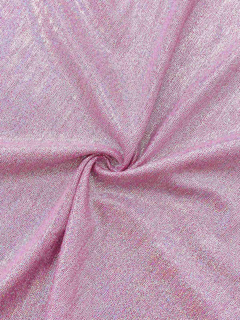 [Vorverkauf] Rosa 1970er Blinken Tight Quaste Breite Bein Jumpsuit
