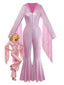 [Vorverkauf] Rosa 1970er Blinken Tight Quaste Breite Bein Jumpsuit