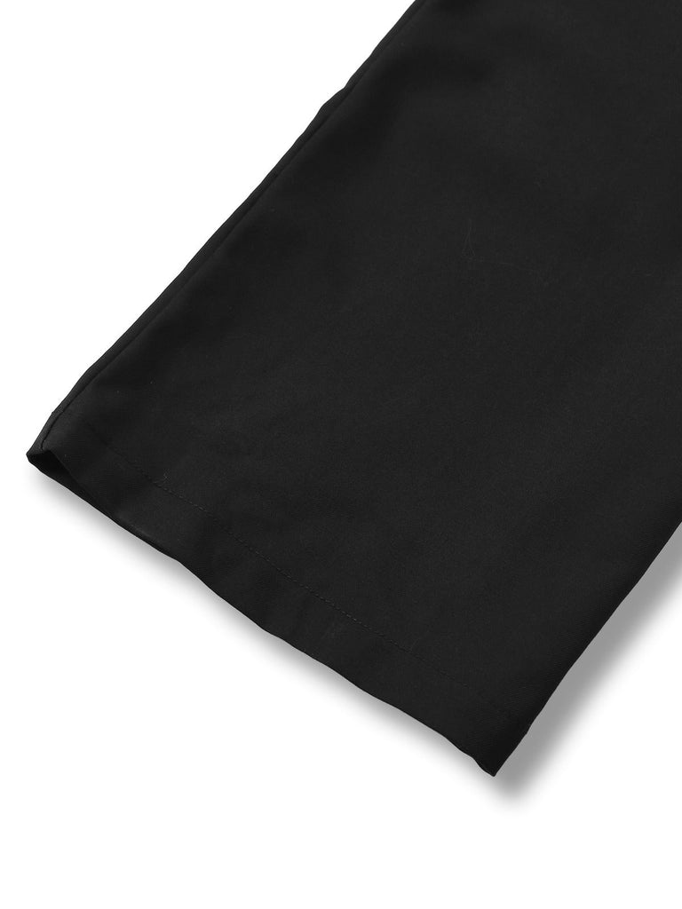 [Vorverkauf] Schwarz 1940er Dots Fake-Zweiteiler Bindekragen Jumpsuit