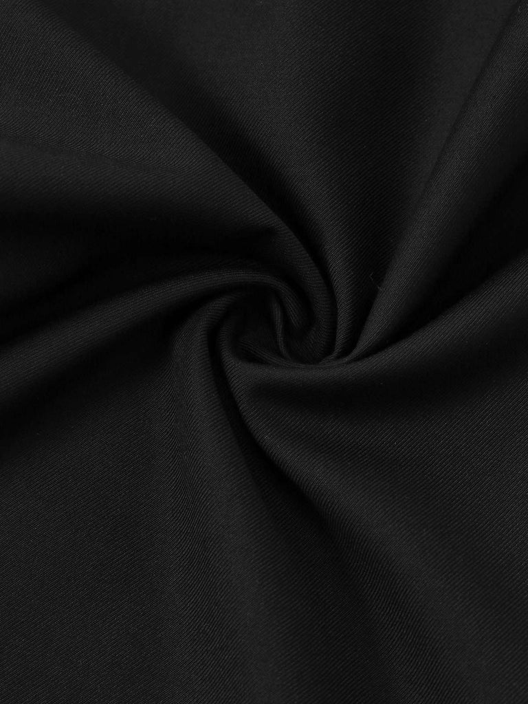 [Vorverkauf] Schwarz 1940er Dots Fake-Zweiteiler Bindekragen Jumpsuit