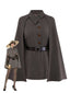 [Vorverkauf] 1940er Revers Gürtel Jacke Mit Abnehmbarer Umhang