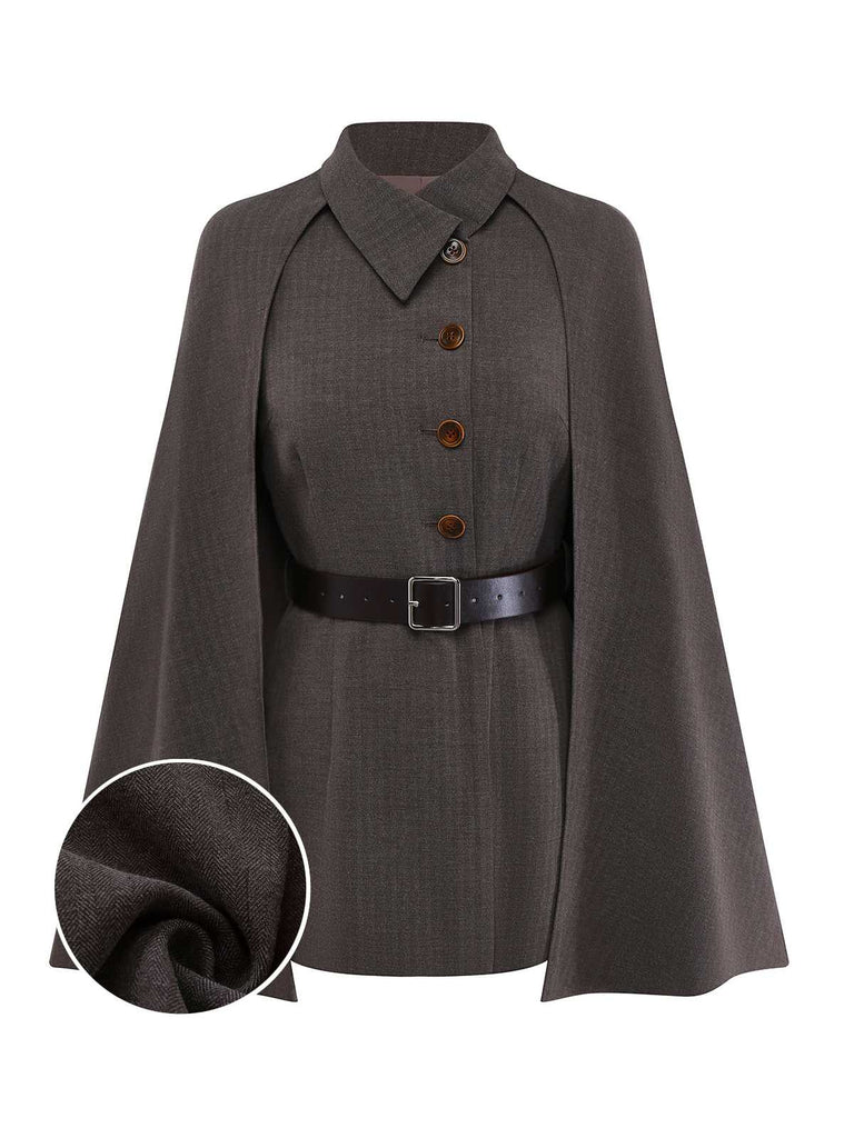 [Vorverkauf] 1940er Revers Gürtel Jacke Mit Abnehmbarer Umhang