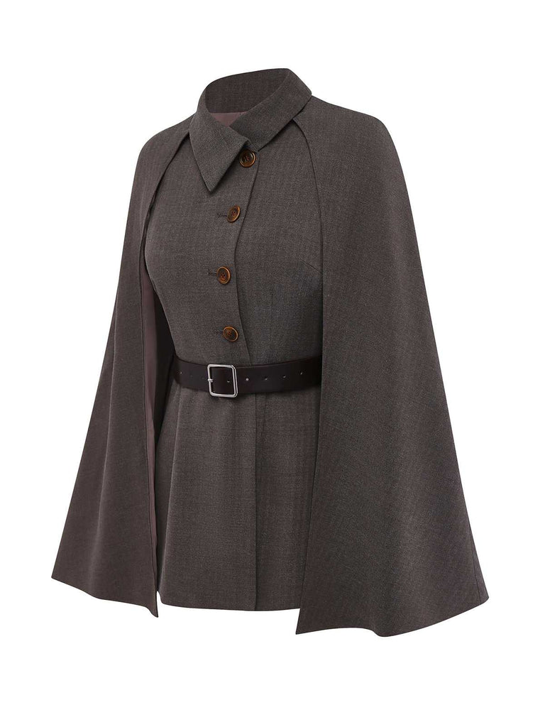 [Vorverkauf] 1940er Revers Gürtel Jacke Mit Abnehmbarer Umhang