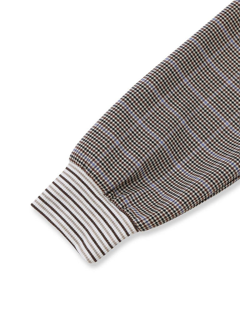 [Vorverkauf] Braun 1950er Hahnentritt Bogen Gerippt Stricken Kurz Jacke