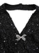 [Vorverkauf] 2PCS Schwarz 1960er Pailletten Halter Kleid & Netz Rock