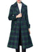 Grün 1940er Gekerbter Kragen Blackwatch Plaid Lang Mantel