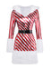 Rot 1960er Zuckerstange Streifen Kapuze Kleid & Beinwärmer