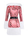 Rot 1960er Zuckerstange Streifen Kapuze Kleid & Beinwärmer