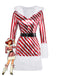 Rot 1960er Zuckerstange Streifen Kapuze Kleid & Beinwärmer