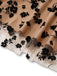 Beige 1930er Beflockt Blumen Netz V-Ausschnitt Kleid
