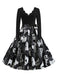 1950er Halloween Kürbis Spinnennetz Blütenblatthals Kleid
