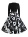 1950er Halloween Kürbis Spinnennetz Blütenblatthals Kleid