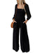 1950er Solide Quadratischer Hals Gesmokt Lang Jumpsuit
