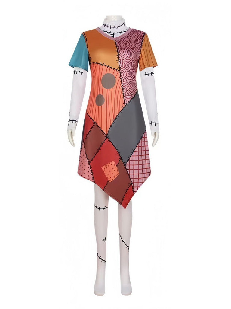 Multicolor 1940er Halloween Nightmare Sally Kleid