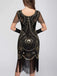 1920er Rundhalsausschnitt Paillette Franse Klappe Kleid