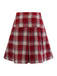 [Vorverkauf] Rot 1960er Faux-Wolle Plaid Tasten Plissiertes Rock