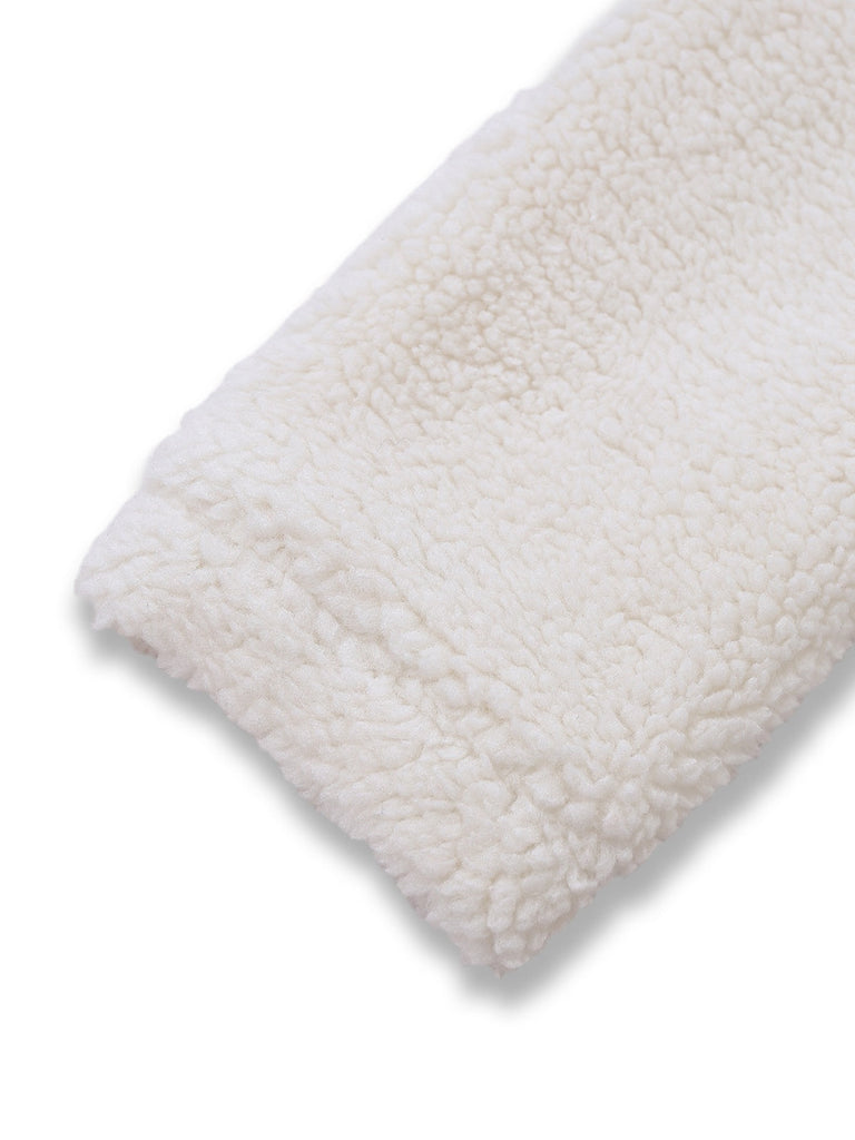 [Vorverkauf] 2PCS Weiß & Rot 1960er Faux-Wolle Jacke & Plissiertes Rock