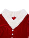 [Vorverkauf] 1950er V-Ausschnitt Plüsch Weihnachten Samt Gürtel Kleid