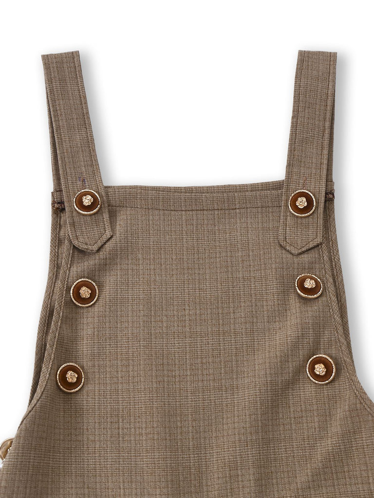 [Vorverkauf] Braun 1950er Metalltasche Suspender Jumpsuit