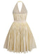 [Vorverkauf] [Übergröße] Gold 1940er Bogen Halter Plissiertes Kleid