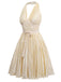 [Vorverkauf] [Übergröße] Gold 1940er Bogen Halter Plissiertes Kleid