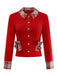 [Vorverkauf] Rot 1970er Tartan Plaid Bogen Stricken Strickjacke