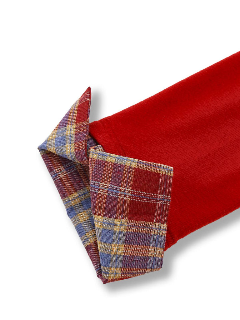 [Vorverkauf] Rot 1970er Tartan Plaid Bogen Stricken Strickjacke