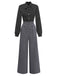 [Vorverkauf] Schwarz 1950er Polka Dot Patchwork Krawattenhals Jumpsuit