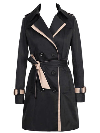 Vintage 1970er Farbblock Zweireihig Trench Mantel