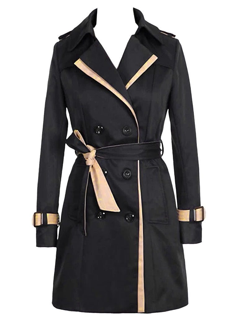 Vintage 1970er Farbblock Zweireihig Trench Mantel