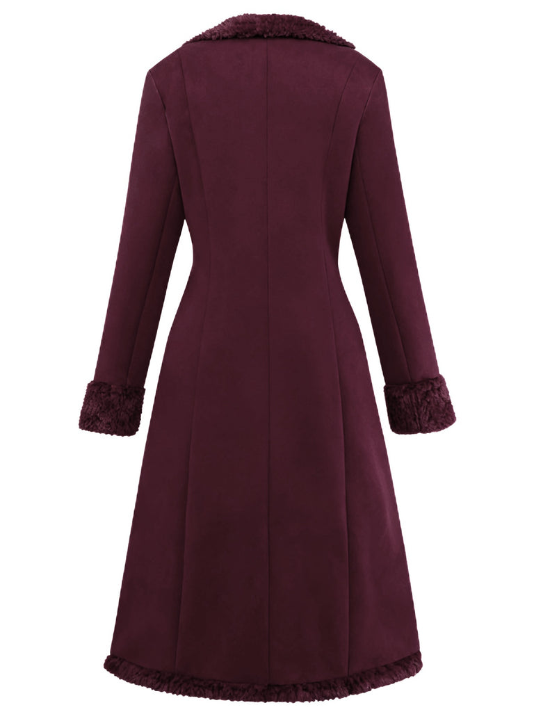 1930er Solide Revers Taste Wildleder Mittellang Mantel