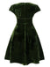 [Vorverkauf] [Übergröße] Grün 1940er Tief V-Ausschnitt Perle Samt Kleid
