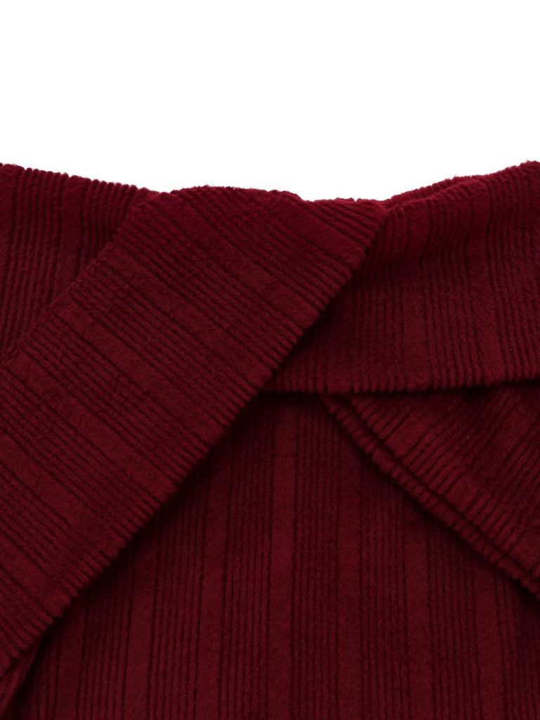 [Vorverkauf] 2PCS Rot 1960er Verdreht Stricken Top & Plissiertes Rock
