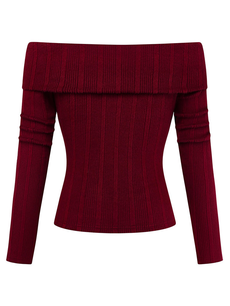 [Vorverkauf] 2PCS Rot 1960er Verdreht Stricken Top & Plissiertes Rock