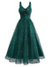 Grün 1930er Verdreht Pailletten Netz Kleid