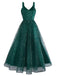Grün 1930er Verdreht Pailletten Netz Kleid